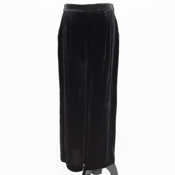 Boden Velvet Culotte Cropped Wide Leg Silk Blend Black Holiday Pants Size 6 - Picture 3 of 10